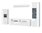 Wohnwand Sunroof in wei Hochglanz 4-teilig inklusive Beleuchtung 351 x 202 cm, Soft-Close