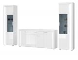 Wohnwand Sunroof in wei Hochglanz Wohnkombination 3-teilig inklusive Frontbeleuchtung 332 x 202 cm