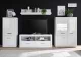 Highboard Carrara in wei Hochglanz Wohn- und Esszimmer Anrichte 65 x 142 cm