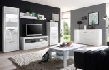 TV-Lowboard Carrara in wei Hochglanz TV Unterteil in Komforthhe auf Rollen 150 x 61 cm