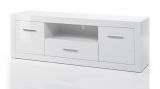 TV-Lowboard Carrara in wei Hochglanz, TV Unterteil 180 cm mit Komforthhe, auf Rollen