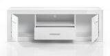 TV-Lowboard Carrara in wei Hochglanz, TV Unterteil 180 cm mit Komforthhe, auf Rollen