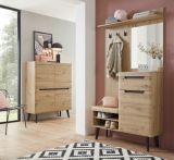 Garderobe Set 2-teilig Ronson in Artisan Eiche und schwarz Garderobenkombination skandinavisch 232 x 200 cm