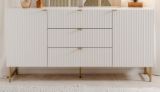 Sideboard Hawick in wei matt mit 3D-Wellenstruktur Wohn- und Esszimmer Kommode 179 x 90 cm