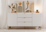 Sideboard Hawick in wei matt mit 3D-Wellenstruktur Wohn- und Esszimmer Kommode 179 x 90 cm