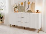 Sideboard Hawick in wei matt mit 3D-Wellenstruktur Wohn- und Esszimmer Kommode 179 x 90 cm
