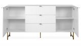 Sideboard Hawick in wei matt mit 3D-Wellenstruktur Wohn- und Esszimmer Kommode 179 x 90 cm