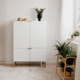 Highboard Hawick in wei matt mit 3D-Wellenstruktur Wohn- und Esszimmer Anrichte 100 x 142 cm