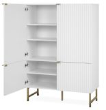 Highboard Hawick in wei matt mit 3D-Wellenstruktur Wohn- und Esszimmer Anrichte 100 x 142 cm
