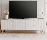 TV-Lowboard Hawick in wei matt mit 3D-Wellenstruktur TV Unterteil in Komforthhe 179 x 61 cm