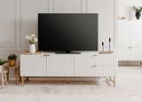 TV-Lowboard Hawick in wei matt mit 3D-Wellenstruktur TV Unterteil in Komforthhe 179 x 61 cm