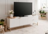 TV-Lowboard Hawick in wei matt mit 3D-Wellenstruktur TV Unterteil in Komforthhe 179 x 61 cm