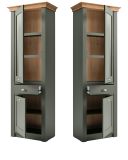 Vitrine Norwich in grn und Wotan Eiche Landhaus Vitrinenschrank 68 x 207 cm