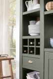 Buffetschrank Norwich in grn und Wotan Eiche Landhaus Vitrinenschrank mit Weinregal 194 x 207 cm