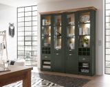 Buffetschrank Norwich in grn und Wotan Eiche Landhaus Vitrinenschrank mit Weinregal 194 x 207 cm
