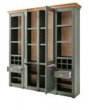 Buffetschrank Norwich in grn und Wotan Eiche Landhaus Vitrinenschrank mit Weinregal 194 x 207 cm