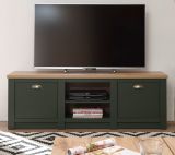 TV-Lowboard Norwich in grn und Wotan Eiche Landhaus TV Unterteil 152 x 51 cm