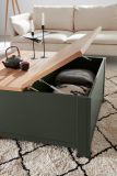 Couchtisch Norwich in grn und Wotan Eiche Landhaus Beistelltisch mit Truhe und Ablage 93 x 93 cm quadratisch