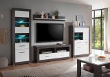 TV-Lowboard Briard in wei Hochglanz und grau Stone TV Unterteil mit Komforthhe 150 x 61 cm