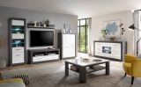 Sideboard Briard in wei Hochglanz und grau Stone Wohn- und Esszimmer Kommode 164 x 97 cm