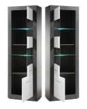 Wohnwand Briard in wei Hochglanz und grau Stone Wohnkombination 4-teilig 335 x 198 cm