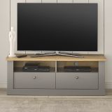 TV-Lowboard Rideau in grau und Artisan Eiche Landhaus TV Unterteil 132 x 48 cm