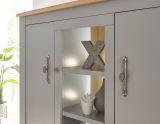 Highboard Rideau in grau und Artisan Eiche Landhaus Vitrine 138 x 142 cm
