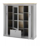 Highboard Rideau in grau und Artisan Eiche Landhaus Vitrine 138 x 142 cm