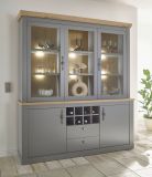 Buffet Rideau in grau und Artisan Eiche Landhaus groer Buffetschrank mit Flaschenregal 183 x 206 cm