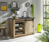 Kchenschrank Stove in Used Wood hell und anthrazit Kche Unterschrank fr Sple oder Kochfeld 133 x 93 cm