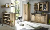 Kche mit Theke Stove in Used Wood hell und anthrazit Kchenschrank Set 6-teilig