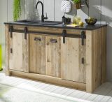 Kche Stove in Used Wood hell und anthrazit Kchenschrank Set 4-teilig