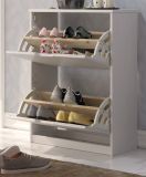 Schuhschrank Mestre in Massivholz Kiefer wei lackiert Schuhkipper 60 x 78 cm