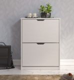 Schuhschrank Mestre in Massivholz Kiefer wei lackiert Schuhkipper 60 x 78 cm