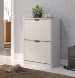 Schuhschrank Mestre in Massivholz Kiefer wei lackiert Schuhkipper 60 x 78 cm