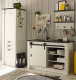 Kchenregal Stove in wei Pinie und anthrazit Landhaus Kche Wandregal 60 x 84 cm Gewrzregal