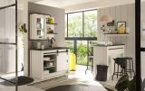 Kche mit Theke Stove in wei Pinie und anthrazit Landhaus Kchenschrank Set 5-teilig