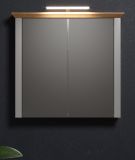 Badezimmer Spiegelschrank Landside in grau und Eiche Artisan Landhaus Badschrank 2-trig 78 x 73 cm