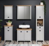 Badezimmer Spiegelschrank Landside in grau und Eiche Artisan Landhaus Badschrank 2-trig 78 x 73 cm