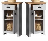 Badezimmer Kommode Landside in grau und Eiche Artisan Landhaus Badschrank 46 x 84 cm