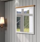 Garderobenspiegel Landside in grau und Eiche Artisan Landhaus Wandspiegel 91 x 89 cm