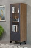 Vitrine Montez in Graphite grau und Eiche Kraft Gold Wohn- und Esszimmer Vitrinenschrank 63 x 172 cm