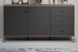 Sideboard Montez in Graphite grau und Eiche Kraft Gold Wohn- und Esszimmer Kommode 183 x 76 cm