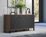 Sideboard Montez in Graphite grau und Eiche Kraft Gold Wohn- und Esszimmer Kommode 183 x 76 cm