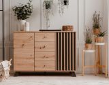 Kommode Madem in Artisan Eiche und Anthrazit mit 3D-Lamellen Wohn- und Esszimmer Sideboard 120 cm