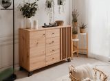 Kommode Madem in Artisan Eiche und Anthrazit mit 3D-Lamellen Wohn- und Esszimmer Sideboard 120 cm