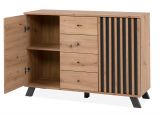 Kommode Madem in Artisan Eiche und Anthrazit mit 3D-Lamellen Wohn- und Esszimmer Sideboard 120 cm