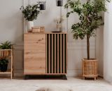 Kommode Madem in Artisan Eiche und Anthrazit mit 3D-Lamellen Wohn- und Esszimmer Sideboard 80 cm