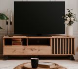 TV-Lowboard Madem in Artisan Eiche und Anthrazit mit 3D-Lamellen TV Unterteil 138 cm