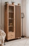 Vitrine Madem in Artisan Eiche und Anthrazit mit 3D-Lamellen Wohn- und Esszimmer Vitrinenschrank 92 x 199 cm